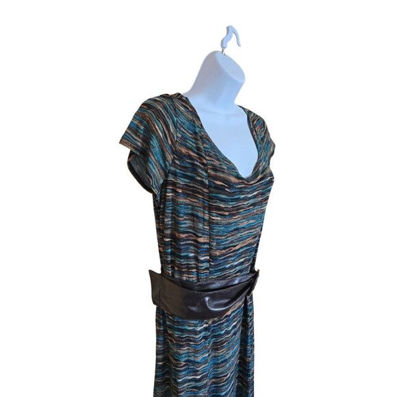 Multicolor Zebra Stripe Belted Dress boho jungle core Academia mob wife western - Picture 4 of 7